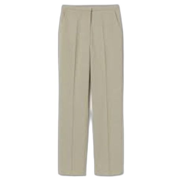 Yansi Fugel Taupe Khaki High Waist Pants Tapered Relaxed Leg Casual Trousers 6 - Picture 1 of 8